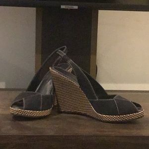 Tommy Hilfiger open toe wedge sling backs 6 1/2
